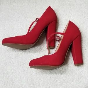 Shoe Republic LA  Red Heels with Straps
